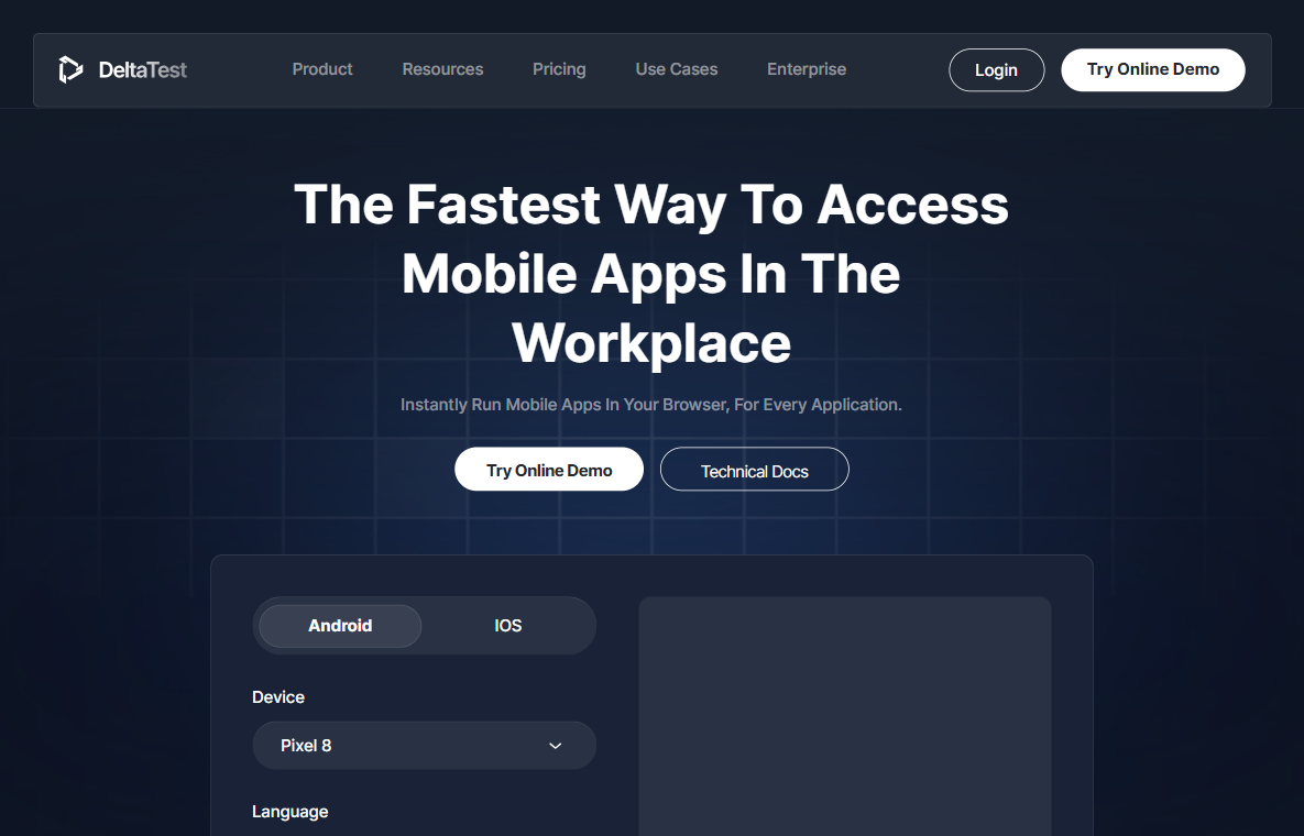 DeltaTest is a powerful SaaS platform that enables developers to upload and run mobile apps directly in the browser, streamlining the testing process by allowing easy sharing of links for instant access without app store downloads.